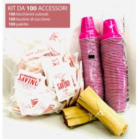 Kit Accessori da 100pz bicchierini - zucchero - palette